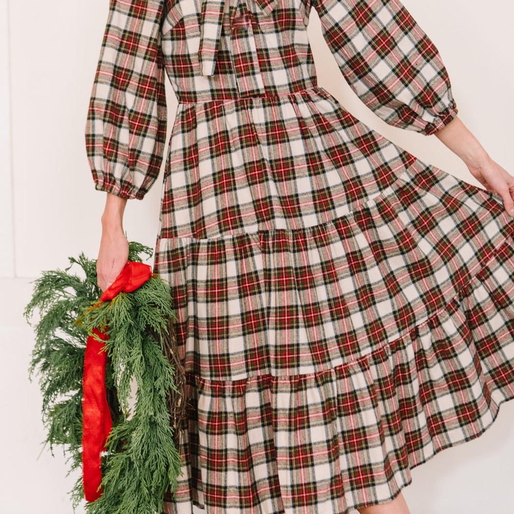Ivy City Co Merry Plaid Dress - Red, Green, White - Picture 5 of 8
